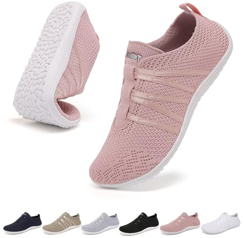 Merdoo Zapatillas Barefoot Mujer Hombre Zapatillas Minimalistas Ligeras Zapatos Barefoot Transpirables Sneakers Zero Drop Calzado Descalzo Flexibles Zapatos Descalzos Unisex Rosa 38EU
