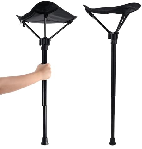 HOODANCOS Heavy Duty Folding Stool Portable Seat Compact Telescoping Folding Stool Lightweight Stick Chair for Camping Hiking Outdoor Recreation