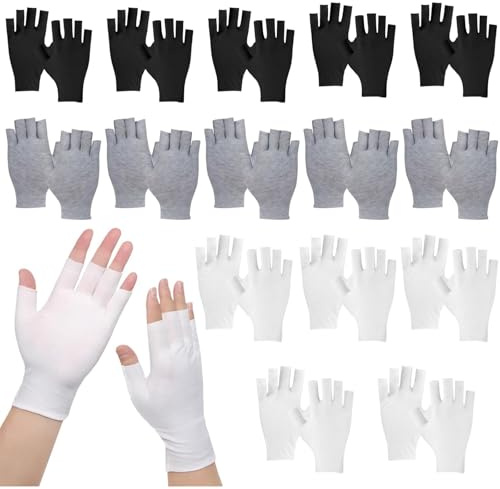 15 Pairs Cotton Gloves for Eczema, Anti Scratch Eczema Gloves | Fingerless Moisturizing Gloves, Moisturising Gloveses for Sleeping Spa Treatment Overnight Hydration(Black+Grey+White 5 Each)