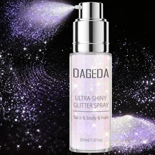 Prreal Purple Body Glitter Spray,30ML Glitter Hairspray Dry Powder | Face Body Shimmer Makeup, Hair Sparkles for Women Festival Outfits Rave Accessories,DIY Glitters Clothes & Nail Art, 07
