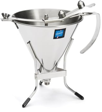 De Buyer 3354.12 Entonnoirà Piston Automatique avec Support Toutes Pièces Inox Capacité 1,5 L, Argenté