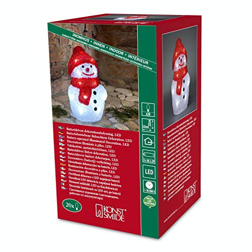 Konstsmide LED Snowman/Indoor Use (IP20) / Battery Operated: 3xAAA 1.5V (excl.) / 20 White Diodes, 22 x 13 cm