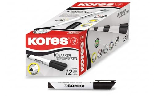 Kores K-markörer whiteboard markör XW2, kilspets, svart (12-pack)