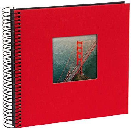 goldbuch Spiralalbum Bella Vista, Erinnerungsalbum aus Leinen mit Titelbild Ausstanzung, Fotoalbum mit 40 Schwarze Seiten, Fotobuch zum Einkleben, Foto Album, Rot, ca. 20 x 20 x 2,7 cm 12 773