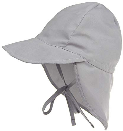 LACOFIA Chapeau de Soleil pour bébé garçons ou Filles Bonnet de Plage d'été pour Enfants Casquette à Rabat Ajustable Douce pour Enfants Gris 6-18 Mois