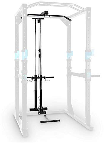 CAPITAL SPORTS LA Tremendour Latzug-Anbauteil zur Rack-Erweiterung (30 mm Aufnahme, Klemmfedern, Kabelzug) siber-schwarz