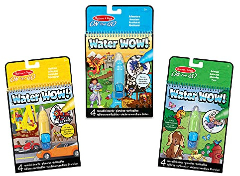 Melissa & Doug Water Wow! Pack de 3 Cuadernos, Vehículos, Animales y Aventuras, Libro magico Agua, Libro de Viaje para niños, Cuaderno de Actividades, 3+ Años, Regalo para Niño O Niña