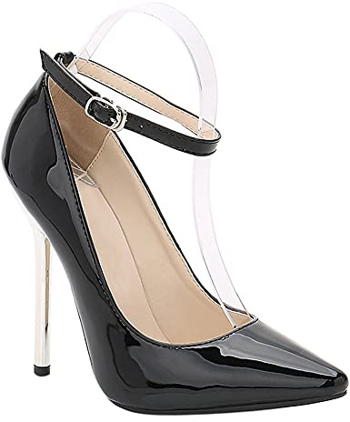 Runxingfu Femme Bout Pointu Chaussures - Dames Escarpins Talon Haut 13cm Stiletto Talons Aiguilles Mariage Fête Bureau Chaussures Habillées Noir,44 EU