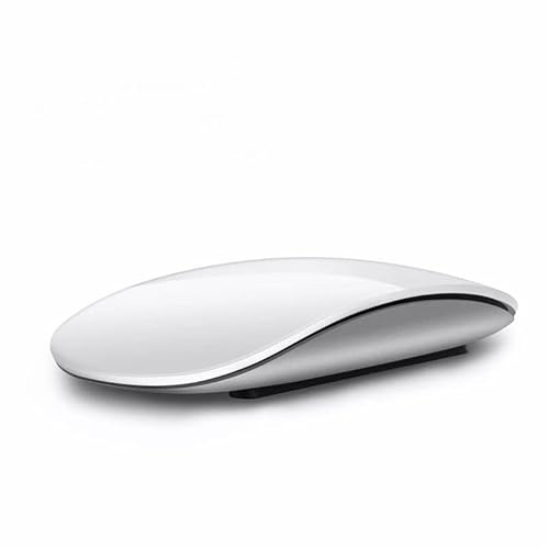BT 5.0 trådlös mus, Bluetooth-spelmöss för surfplatta bärbar dator multibåge touch-möss kompatibla med Ipad/Mac/PC/Macbook datormus magisk laser ultratunna tysta möss (vit)