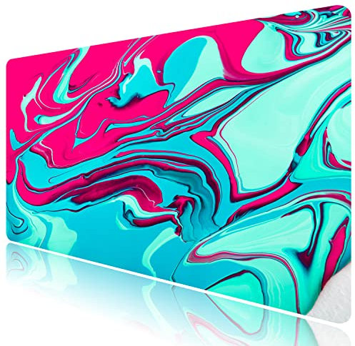 FANRTE Large Gaming Mouse Pad with Stitched Edges, (35.4X15.7In) Durable Non-Slip Natural Rubber Base, Waterproof Computer Keyboard Pad Mat for Esports Pros/Gamer/Desktop/Office/Home (Color-B)