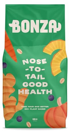 BONZA Vegan Dog Food - 10Kg - Plant-Based Complete Nutrition Dog Food – Hypoallergenic & Eco-Friendly - Enriched with Superfoods, Fruits, Botanicals & Adaptogens - Nutrient Rich & Gently Cooked