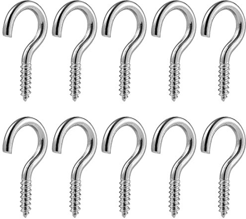 10 pcs Crochets à Vis Anti-rouille, Boulon à Oeil Galvanisé Crochet à Visser pour Bricolage，D'artisanat et Décaration Intérieur Extérieur，pour les armoires de cuisine suspendues en bois