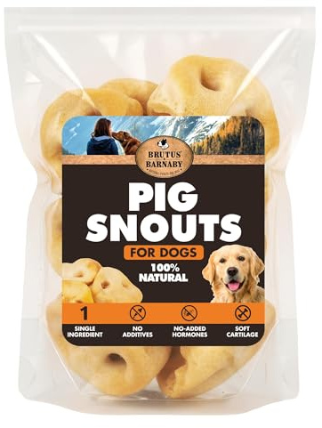 BRUTUS & BARNABY Pig Snout Dog Treat - 100% Natural - Our Healthy Pig Snouts for Dogs are Easy to Digest, Chemical & Hormone Free, Thick & Hearty Chew, Great for Small Or Large Dogs