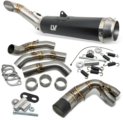 impianto di scarico LeoVince sistema completo SBK LV RACE Black Edition, acciaio inossidabile nero, 3/1, con omologazione per Yamaha Tracer 9/GT con cat