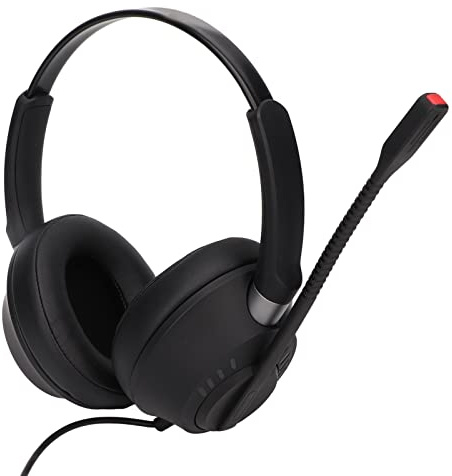 USB-telefonheadset med Mikrofon, Binauralt Datorheadset med Brusreducerande Mikrofon, Volymjusteringshörlurar för Callcenter, Arbete