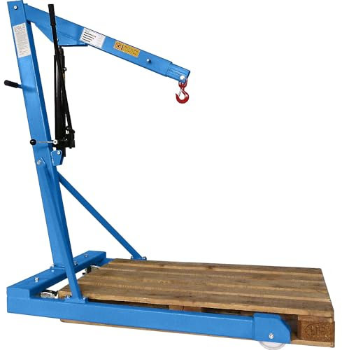 kaiserkraft | Werkstattkran BLUE | Tragfähigkeit 500 kg | Fahrgestell parallel | Hydraulik doppelt wirkend