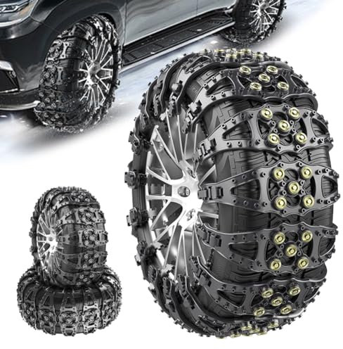 4PCS Snow Chains for Tyres, Universal Anti-Slip Car Chains Car Emergency Traction Tire Chains All Season Anti-Skid Snow Chains for Snow Ice Mud, Fit Cars SUV Truck Tire Width 165mm-275mm/6.5-10.82''