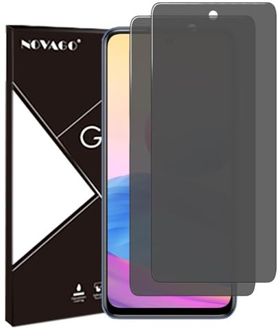 NOVAGO Compatible con Xiaomi Redmi Note 11 4G / Redmi Note 10 5G – Lote de 2 protectores de pantalla de cristal templado resistente 0,33 mm 9H (tintado antiespíón)
