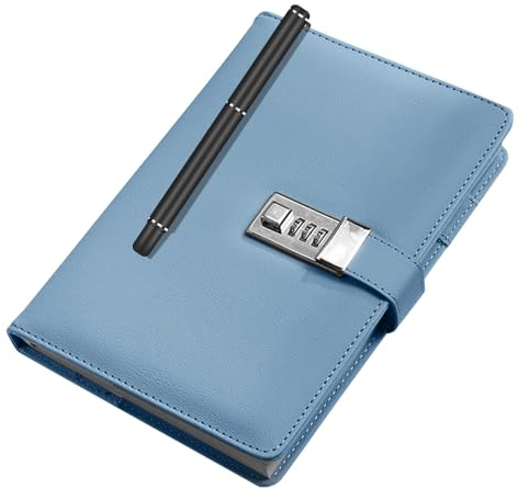 PRITOK Journal avec Serrure: 21.6x15cm Journal Intime Code, PU cuir Carnet de Voyage en Cuir, Journal Carnet de Notes Ligné, 224 Pages Agenda Cuir Rechargeable Convient aux élèves de Bureau D'école
