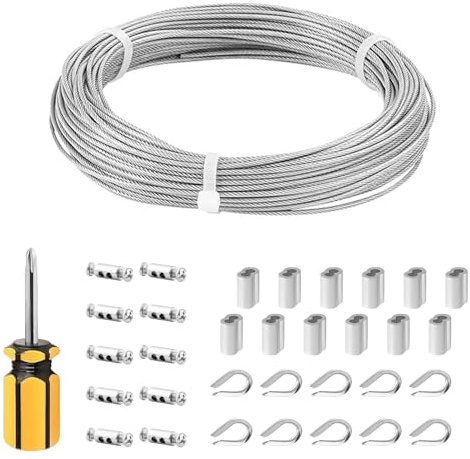 30 m kabel i rostfritt stål, 2 mm plastkabel | vajerrep för torkställning, upphängning, växtstöd