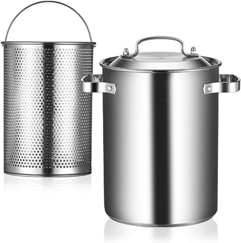 WQZStar Stainless Steel Pot Fryer Steamer With Detachable Basket and Lid,A Vegetable Asparagus Fryer for Pasta, Pasta, Boiled Eggs, Shrimp, And French Fries