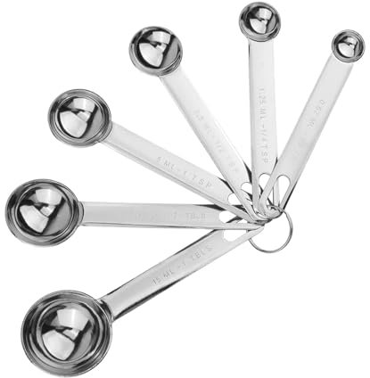 Set di 6 Cucchiai Dosatori in Acciaio Inossidabile, Misurino Grammi, Cucchiaio Dosatore per Cottura al Forno e Cucina (da 1/8 Cucchiaino a 1 Cucchiaio)