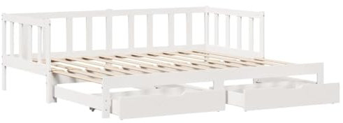 vidaXL Dagbädd utdragbar med lådor utan madrass vit 90x200 cm