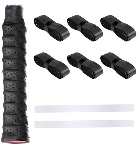 Butyeak Griffband BadmintonschläGer, Tennis Griffband, 6PC Badminton Griffband, Griffband TennisschläGer, 2PC Badminton Schlägerkopf Schützer Aufkleber, für Tennisschläger, Badminton, Squash Schläger