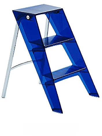 Escalera plegable portátil de 3 escalones, plataforma multiusos para el hogar y la oficina, escalera de pedal azul transparente para macetas y artículos de exhibición