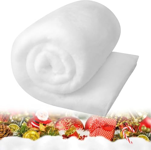 SunAurora Coperta di Neve Natale, Rotolo di Neve Artificiale, Neve Finta di Natale Decor, Addensate Morbide Bianco Tappeti Innevati Arrotolabili per Esposizioni Invernali e Decorazioni per Feste
