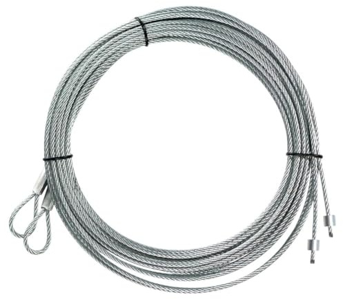 Lot de 2 câbles de porte de garage pour systèmes à ressort de torsion, 4,1 m en acier galvanisé robuste avec fils de sécurité pour une durabilité accrue et un fonctionnement fluide, compatibles avec