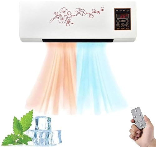 Ventilador de aire acondicionado de pared Aire acondicionado 2 en 1 Calefacción Aire acondicionado portátil de viento natural y aire caliente con control de temporizador(B)