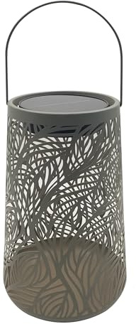 Dehner Solcellslykta Olea Ø 20 x H 32 cm – LED-trädgård, varm vit, soldrift, skymningssensor, metall och plast, grön