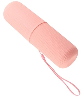 Hidyliu Tandborstfodral för Resor, Bärbar PP-halksäker Tandborstkopp med Lock för Hemresor (Rosa)