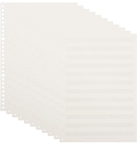 HOMSFOU Cahier de Musique à Feuilles Volantes, Carnet de Manuscrits Musicaux, Papier Blanc, Lignes Étroites, 1 Bloc, pour Garçon et Filles, Pratique Personnelle et Groupes