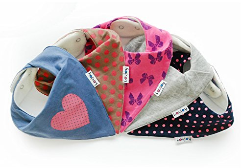 Lovjoy Bandana babyhalsduk haklapp, triangulär halsduk, för 0-3 år, 5-pack (kära Polka)