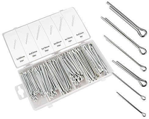144 Große Splinte im Set, 144 Sicherungsstifte in 6 verschiedenen Größen im Sortimentskasten