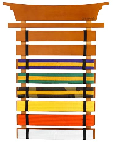 KidKraft Martial Arts Wooden Belt Holder Hanging Display for 8 Belts (Unpersonalized)