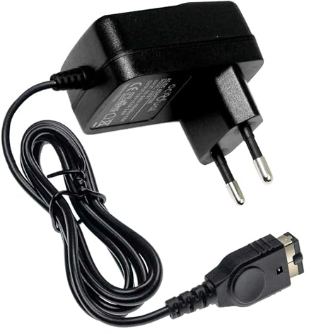 OcioDual Svart Europeisk Plugg Väggladdare Kompatibel med DS Game Boy | Advance SP NDS GBASP, Nätadapter 2-stifts Europlugg