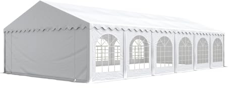 Festzelt Partyzelt 6x12 m Premium, hochwertige PVC Plane 750 N in weiß 100% wasserdicht mit Bodenrahmen