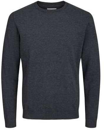JACK & JONES Jjebasic Knit Crew Neck Noos, Suéter para Hombre, Dark Grey Melange Dark Grey Melange, S