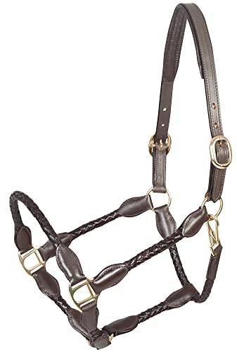 PFIFF Trenza 102922 - Cabestro de Cuero Trenzado, Color marrón