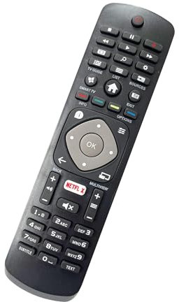 FOXRMT Sostituito Telecomando Philip TV,adatto per Telecomando Philip 4K UHD HDR Smart TV,con tasto Netflxi telecomando universale philip