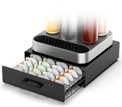ZECENN Storage Drawer for Bartesian Pods, Cocktail Pod Holder for Bartesian Capsules Compatible with Bartesian Cocktail Machine, Hold 40 Pods, Countertop Organizer Bar Accessories- Black