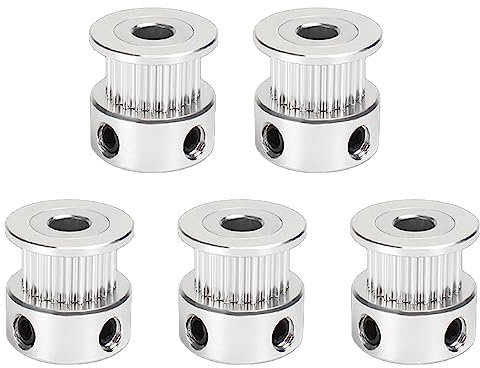 DULSPUE zahnriemenscheibe - 5 Stück GT2 Zahnscheibe 20 Zähne Bohrung 5mm Aluminium GT2 Riemenscheibe 3D-Druckerteile für 3D Drucker 6mm Breite Zahnriemen