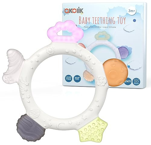 akolik Beißring für Babys, Beißring Baby Beißspielzeug aus Silikon, BPA-frei Zahnungshilfe Baby, Zahnen Baby Spielzeug, Leicht zu Greifling Beissring Baby für 3+ Monate Babys