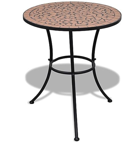 Camerina Bistrotisch Terracotta-Rot 60 cm Stehtisch Bistrotisch Bartisch Gartentisch Mosaik Tisch Outdoor Bistrotisch Outdoor Mosaik