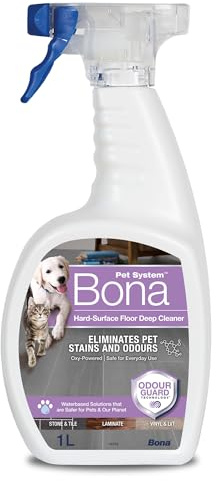Bona Pet Hard-Surface Floor Deep Cleaner, Pet Stain and Odour Remover, Pet Friendly Floor Cleaner Liquid, Spot Cleaning, 1 Litre Spray Bottle