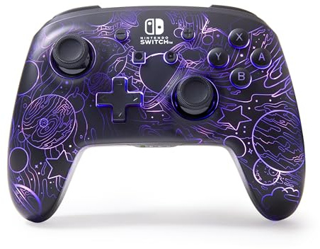 Manette sans fil améliorée PowerA pour Nintendo Switch, modèle OLED et Switch Lite, accessoire de jeu, manette de jeu, manette gaming, manette Bluetooth, sous licence officielle - RGB; Galactic Vortex