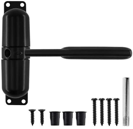 BEASAFY Ferme Porte à Ressort de Sécurité, Ferme Porte Automatique à Ressort, Ferme Porte Automatique, Ajustable Fermeture Porte avec 6 Vis et Tige de Réglage, Adapté Maison, Chambre, Bureau (Noir)